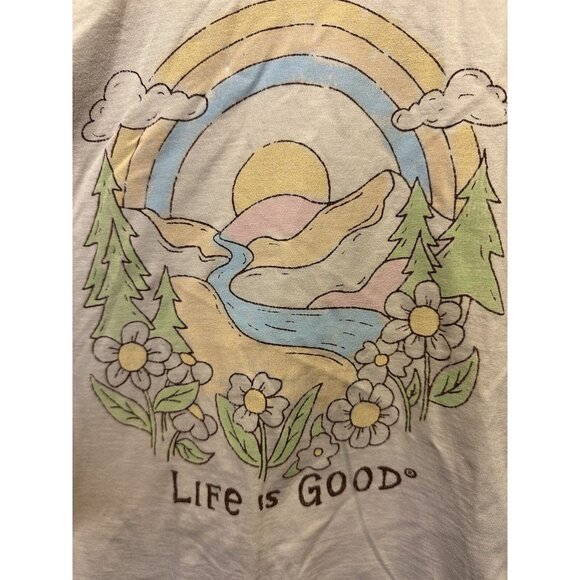 Life Is Good Rainbow River Forest Crop T Shirt Women Sz XS Cream Crusher Tee NWT - Picture 2 of 6